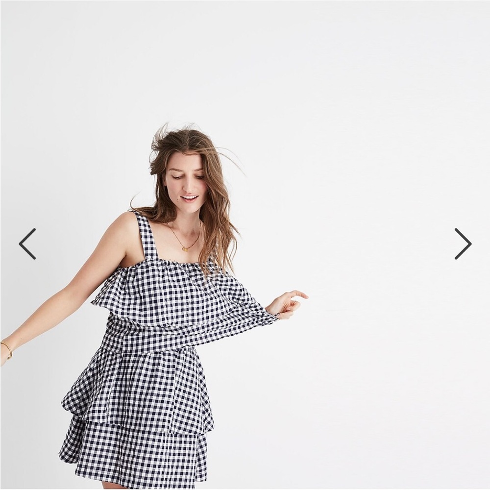 Madewell gingham top and matching tiered skirt